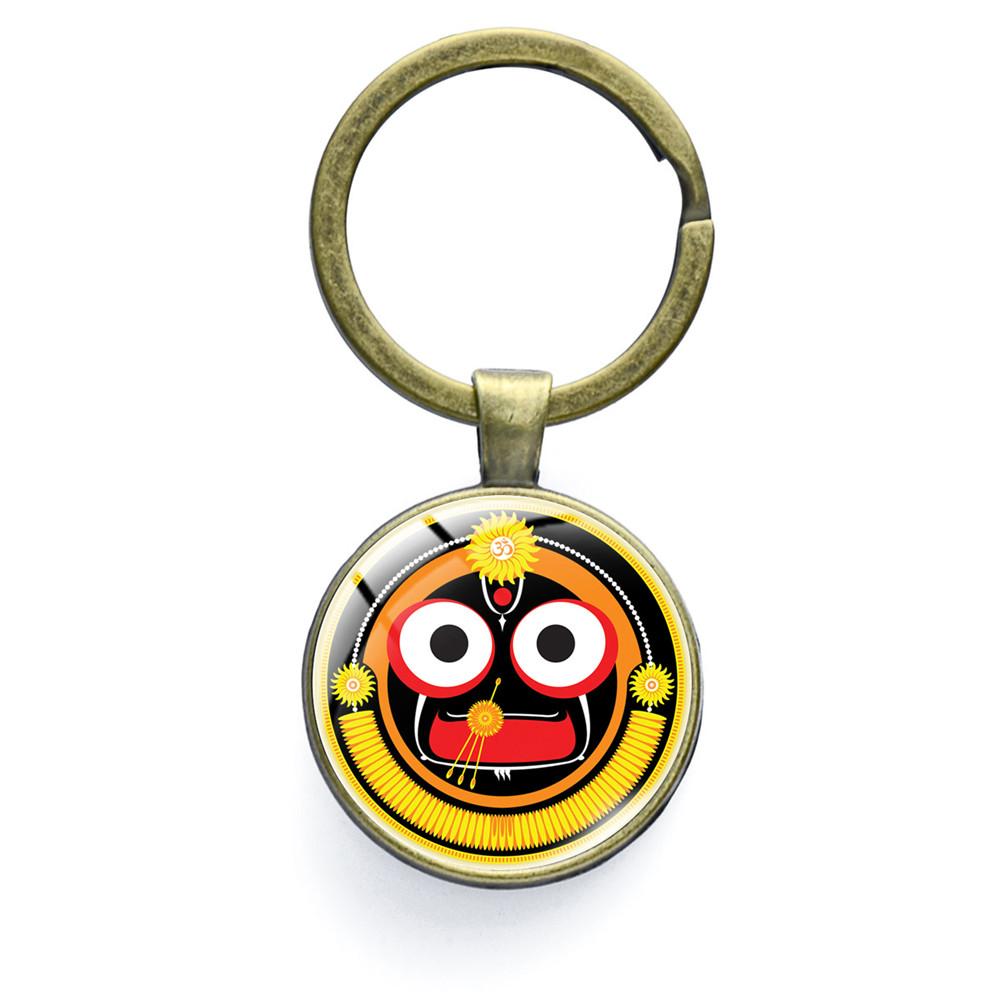 Брелок с изображением Джаганнатха Кришны, брелок с изображением мультфильма для женщин и мужчин, винтажный брелок с изображением лотоса, стекло, кабошон, религиозные украшения