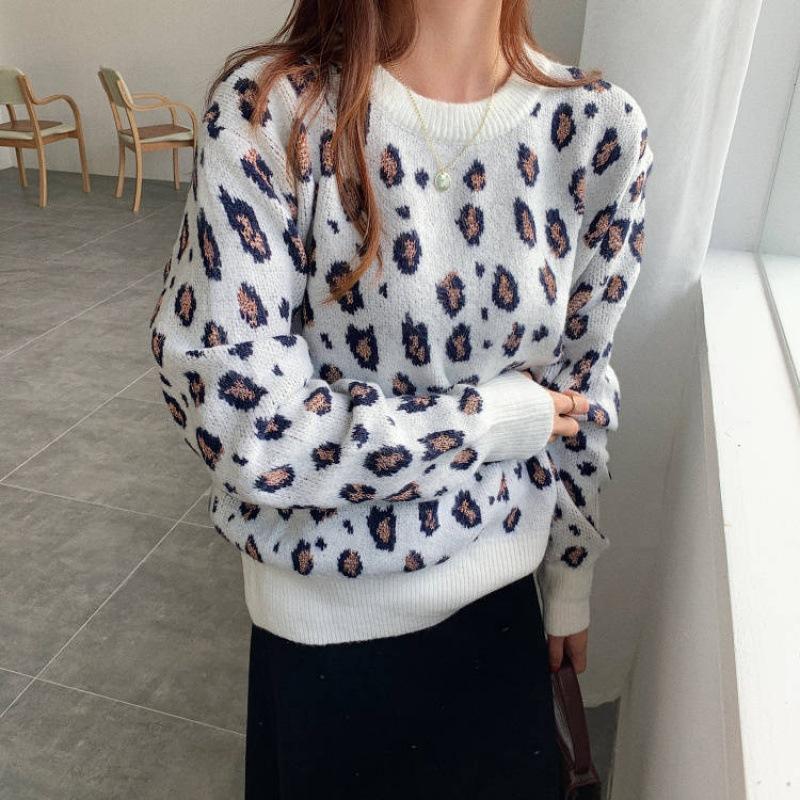 Casual Solid Knit Sweater Ladies V Neck Crew Neck Warm Daily Long Sleeve Blouse