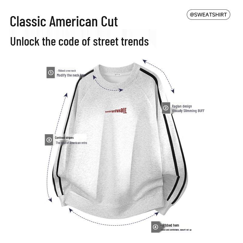 Mark Fairwhale Men's American Style Heavyweight Color-Block Striped Sweatshirt