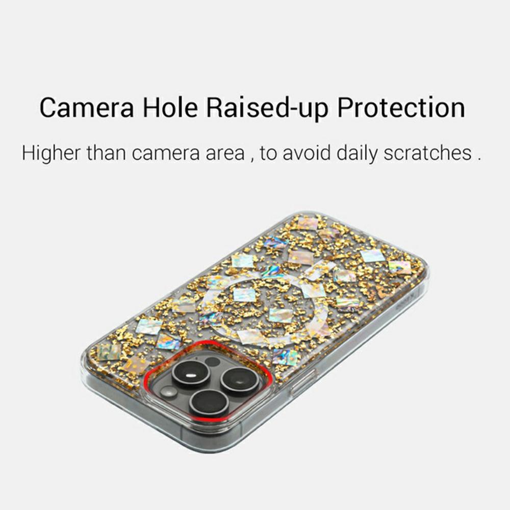KZDOO Mag Flash Series for iPhone 16 Pro Case Compatible with MagSafe Seashell Shining TPU+PC Phone Cover