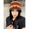 Unique design hollow-out breathable spring-summer women's fisherman hat, handmade striped bucket hat, sun protection and shade bucket hat