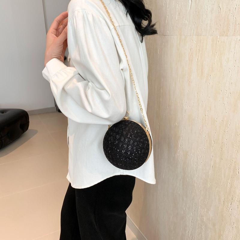 Dinner Personality Trend New 2025 European and American Fashion Diamond-encrusted Shoulder Bag Women's Messenger Chain Round Ball Small Round Bag