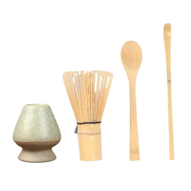 3 шт/4 шт керамическая подставка для матча набор кистей для размешивания чая бамбуковая ложка для заваривания венчик для чая держатель часен инструменты для заваривания чая наборы чайной посуды