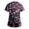 Women's Short Sleeve Stagger V Neck Print Pocket Dry-nurse Top