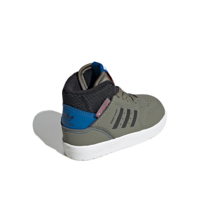 adidas Оригинальные удобные повседневные высокие кроссовки для ходьбы Drop Step Детская обувь Зеленый FW1761