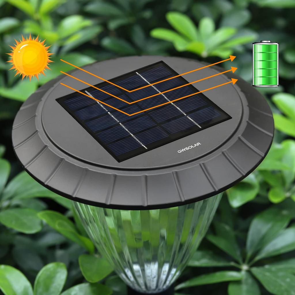 GWSOLAR 5-Piece Smart Lighting Solar Garden Light Set, Waterproof, Warm White, 50 Lumens, 70.5cm Tall, Automatic OnOff, for Garden, Entryway, Path,