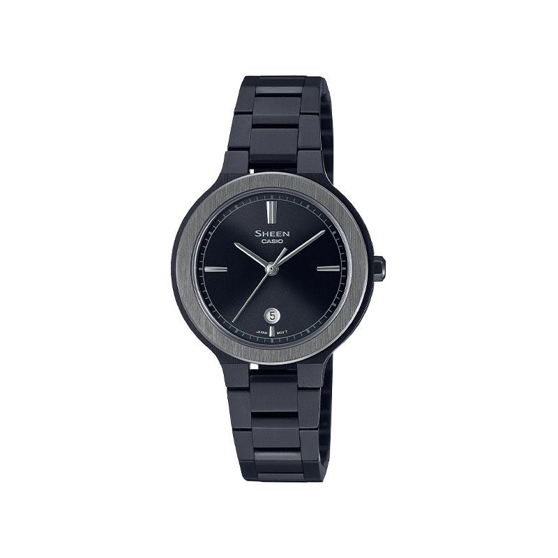 Casio SHEEN Стильные и Элегантные Модный Тренд Кварцевые Часы на Стальном Браслете Женские Черный Циферблат SHE-4559BD-1AUPR