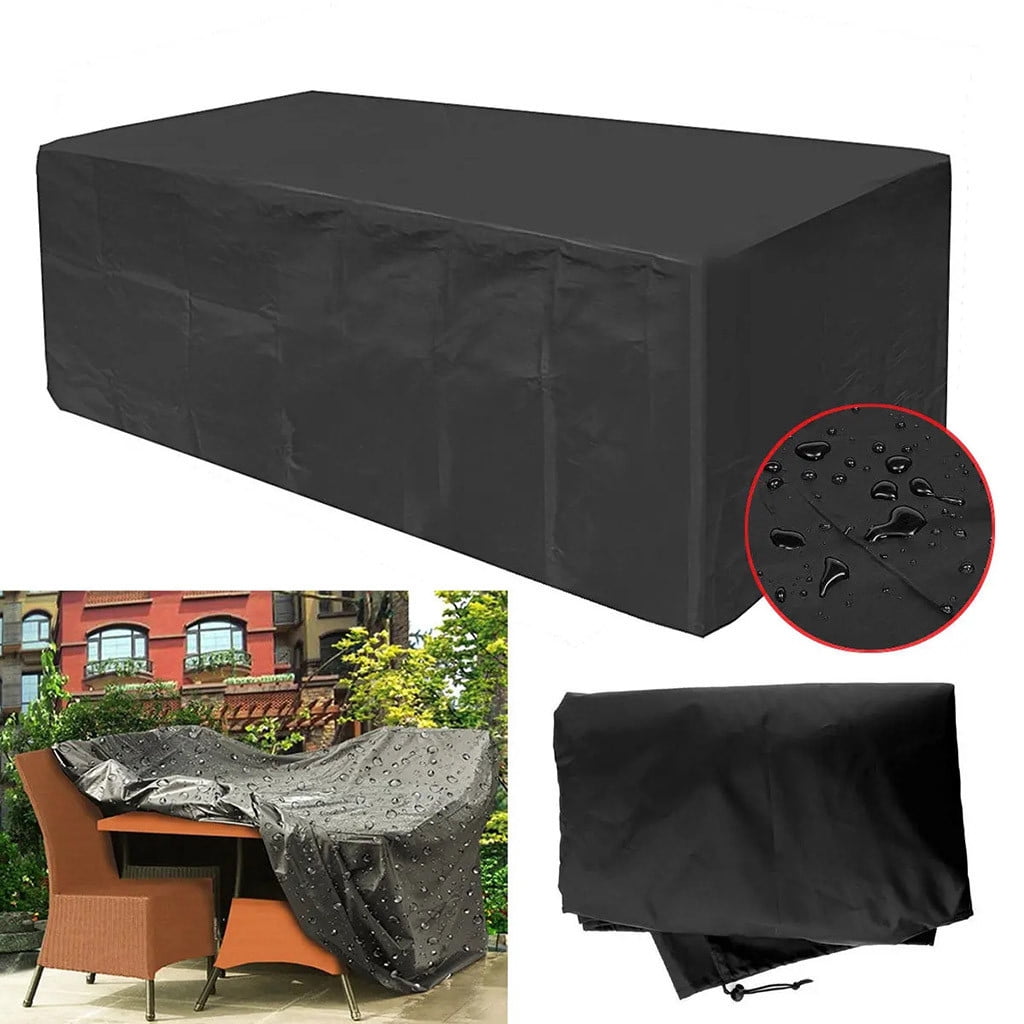 Waterproof Patio Furniture Cover - 150x90x75 Cm Rectangular Garden Table Protector with Windproof Design, Oxford Polyester 420D, Adjustable Hem