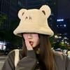 Ear Bear Ok Letter Embroidery Plush Fisherman Hat Bucket Cap Sun Protection