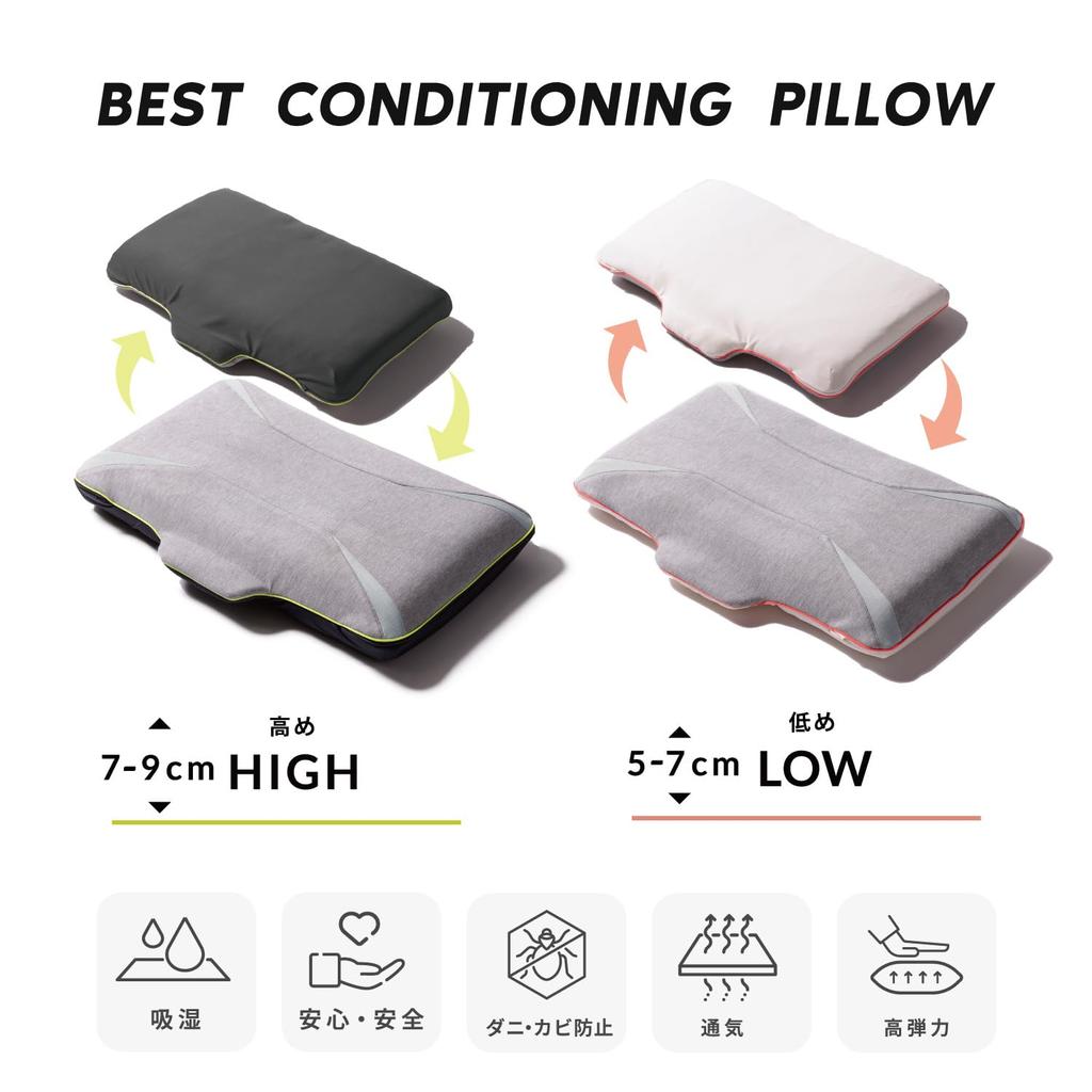 (Jibunmakura) Best Conditioning Pillow, Reversible (New Sensation Silicone Foam) X (3D Core Fiber) Two Textures, Two Enjoyments, Best Conditioning,
