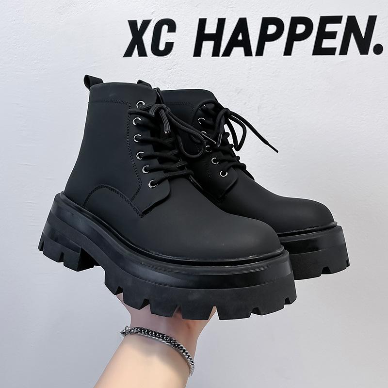 Новые мужские туфли весна и осень кожаные ботинки на толстой подошве с высоким голенищем ботинки British Martin 70077-A