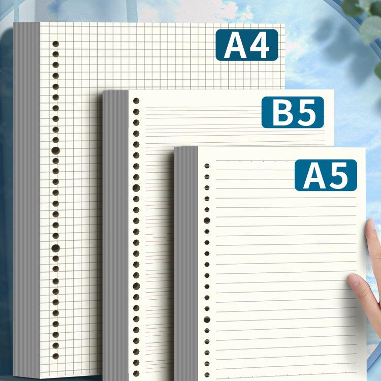 Сменные листы для тетради на 26 колец формата B5, отрывные, в клетку, A4, горизонтальная разметка
