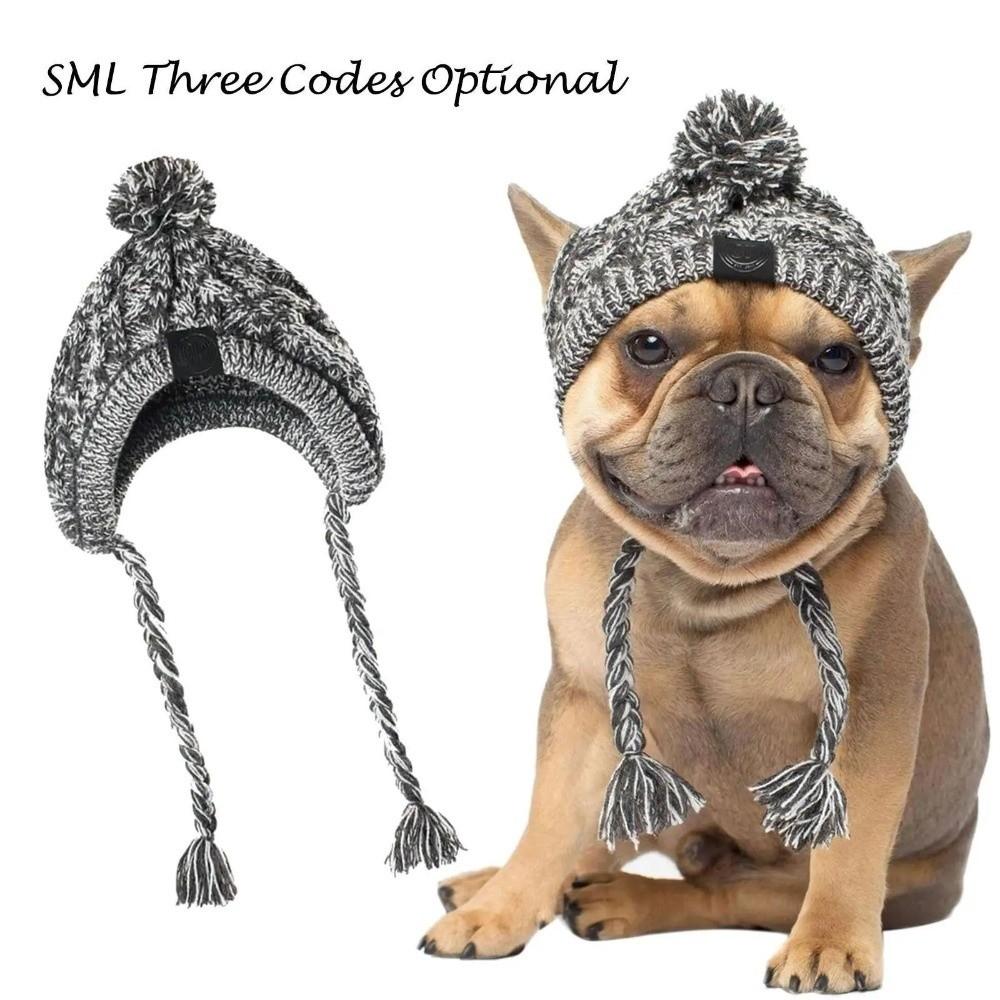New Winter Warm Dog Hats Windproof Knitting Fluffy Ball Pet Hat Chihuahua Hat French Bulldog Hat Puppy Accessories For Dogs