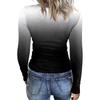 Women's  And Winter Slim Bottom T-shirt Fashion Casual Gradient Printing Round Neck Pullover Long Sleeve Top