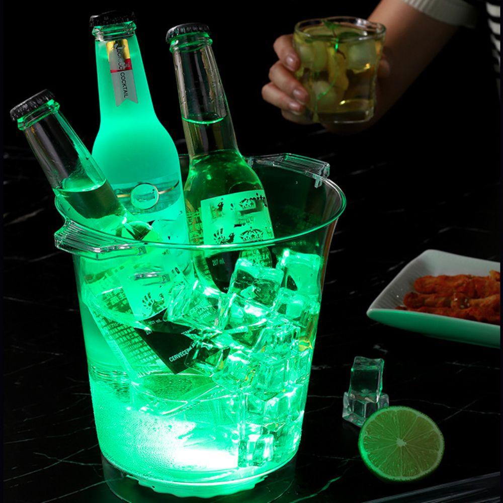 Luminous Beer Cooler Bucket with Clip Chilling Beer Container Beverage Tub LED Ice Buckets  Party