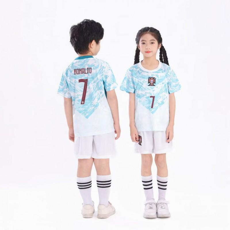 Kids Soccer Jersey Portugal 7 Ronaldo Argentina 10 Messi Youth Football Shirt Sportswear Short Sleeve