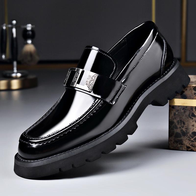 Мужские кожаные мокасины Extra Large в стиле Business Casual на толстой подошве с модной пряжкой