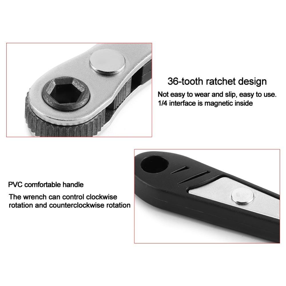 1/4 Inch Hex Drive Mini Ratchet Wrench 36 Tooth Mechanism Drill Bit Socket Adapter Repair Shop