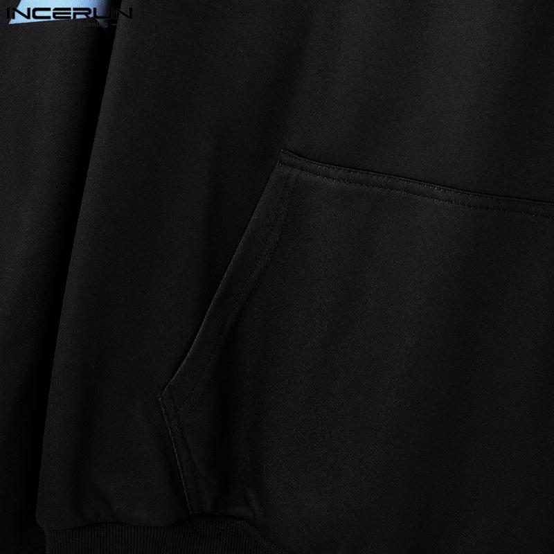 INCERUN Мужские весенние толстовки большого размера с длинным рукавом и принтом звезд. Толстовки с капюшоном.