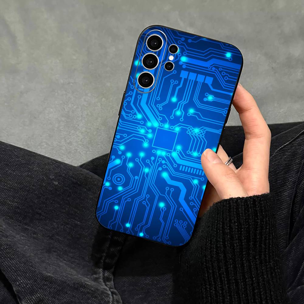 Креативный чехол для телефона с рисунком печатной платы Для Samsung S25, S24, S21, S22, S23, S30, Ultra, S20, Plus, Fe, Note, 10, 9, 5G Черный чехол