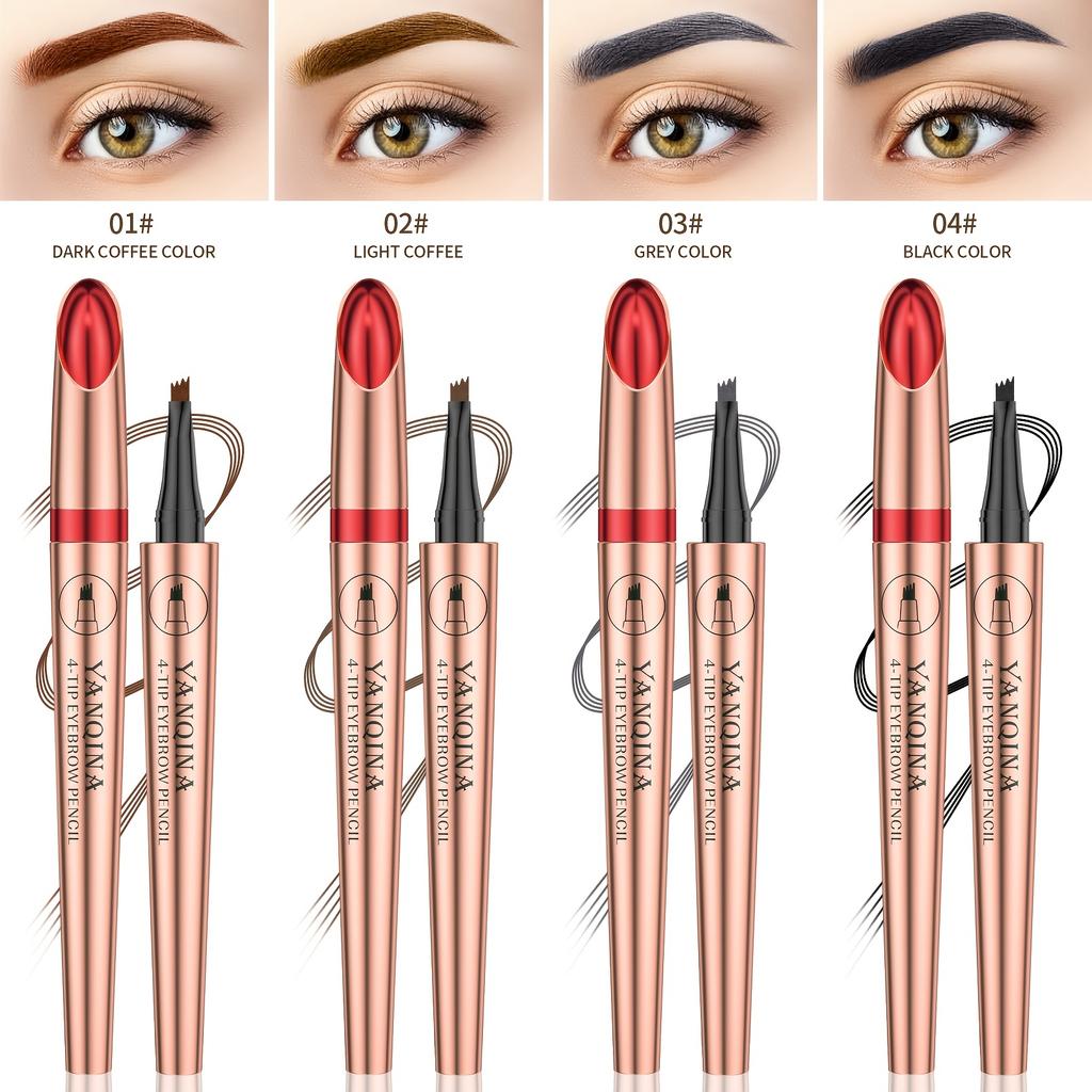 Stylish 4D Waterproof and Sweatproof and Long-lasting Makeup Four-pronged Liquid Eyebrow Pencil