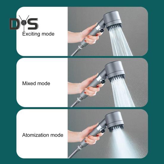 Душевой распылитель с ручным фильтром, регулируемые режимы расхода воды, турбонаддув высокого давления, двойной фиксированный ручной душевой распылитель