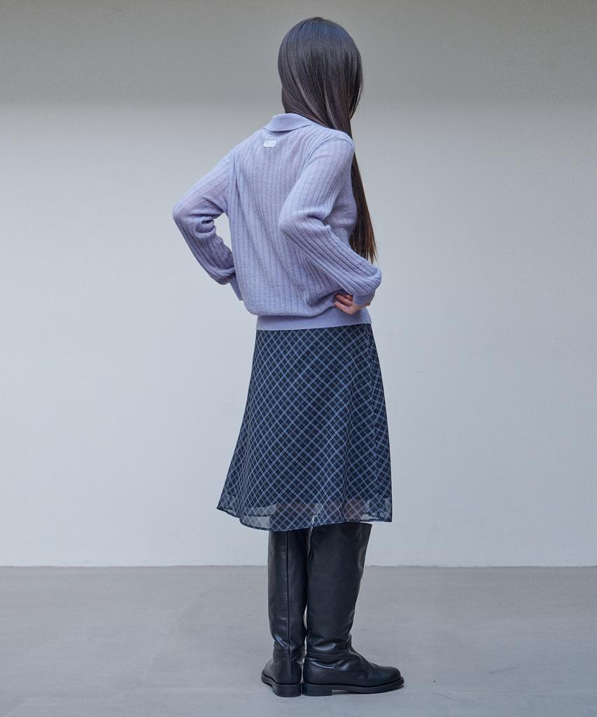 Awi Sheer Check Skirt_Black
