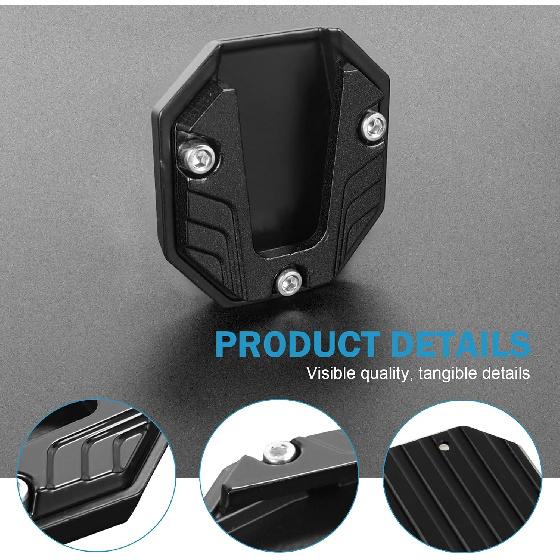 Motorcycle Kickstand Pad, Alloy Non-slip Side Support Extension Plate, Anti-sink Parking Stand Foot Mount with Enlarged Bottom, Universal