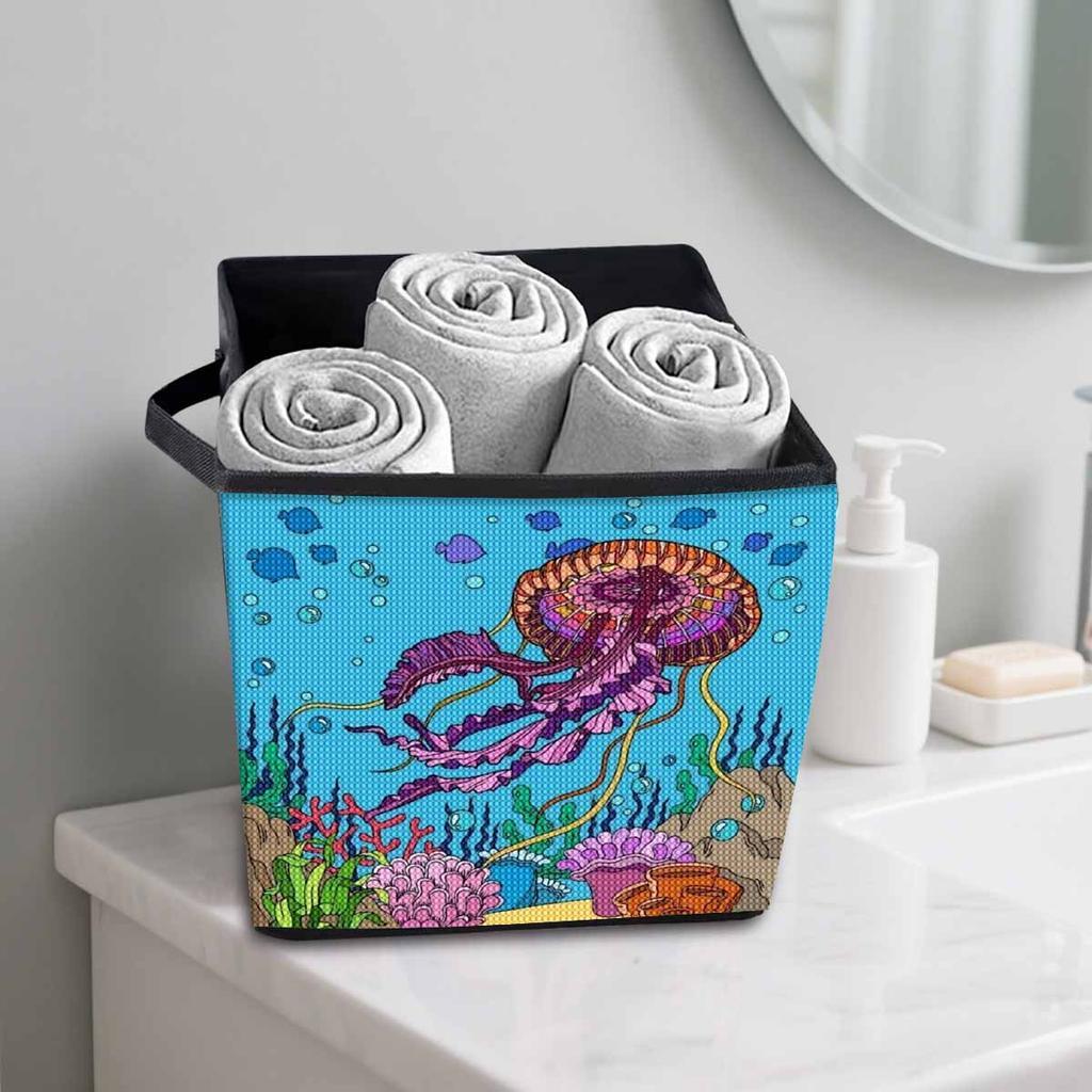Beautiful Jellyfish 5D Diamond Painting Storage Basket Full Round Drill Mosaic Diamond Embroidery Cross Stitch Kits Home Decor Home Decor