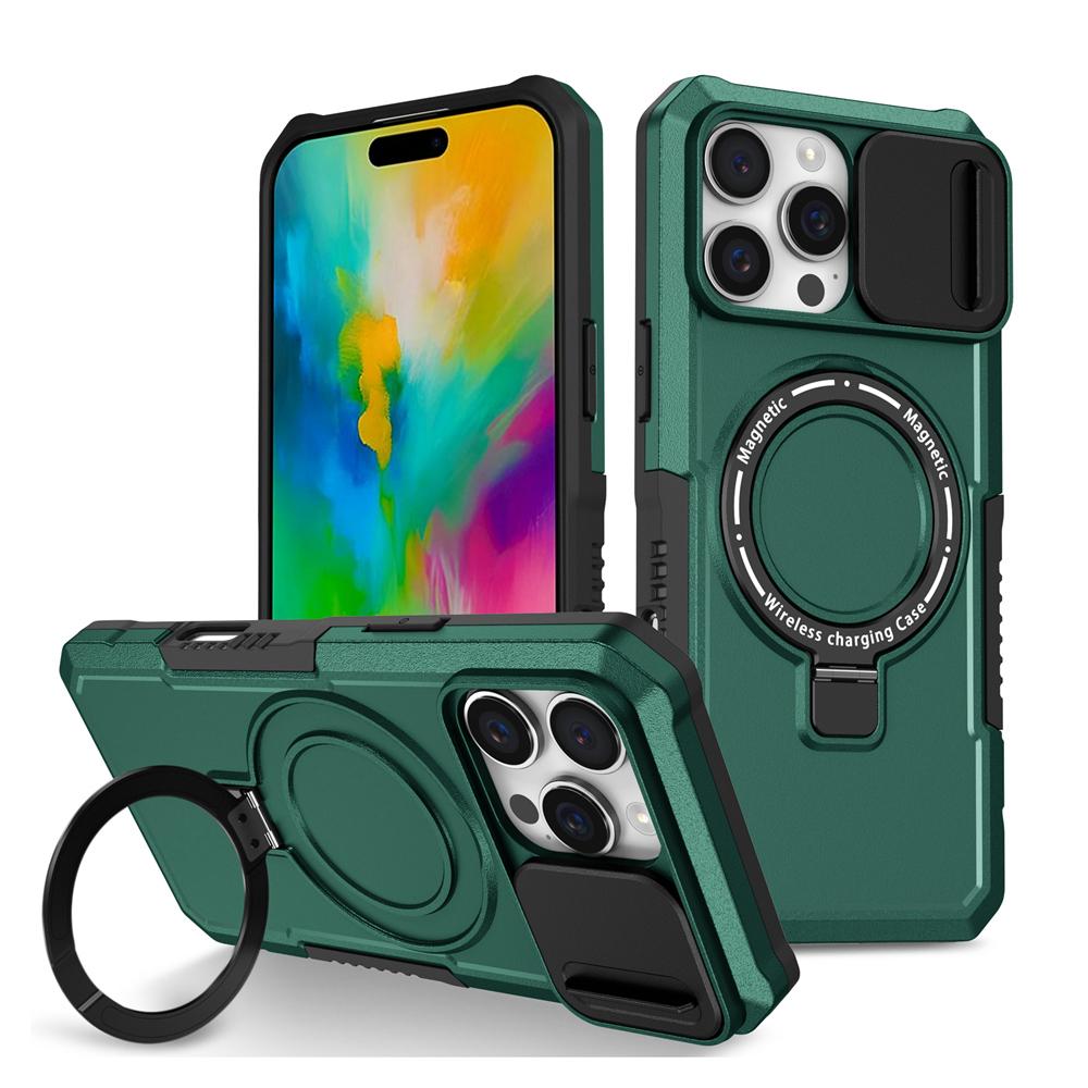 KEYSION Чехол-подставка с магнитным кольцом для MagSafe для iPhone 16 Pro Max Slide Camera Protection Противоударный чехол для телефона iPhone 16