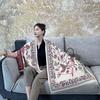 Shawl Bluebird Pattern Ethnic Style Cashew Flower Air Conditioned Room Nap Blanket Winter Warm Scarf for Women