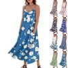 Женское модное повседневное длинное пляжное платье без рукавов с карманом и цветочным принтом