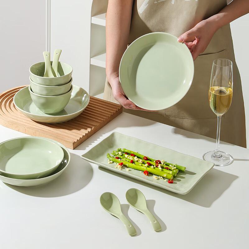 Айлан Хуэйцзя AQ Зеленый Крем Стиль Керамический Набор Столовой Посуды