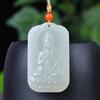 Natural Hotan Jade, universal, Guanyin pendant, female necklace, birthday gift for a girlfriend and wife, with certificate