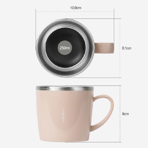 Чашки Mother K из нержавеющей стали (2 типа) + крышки (2 типа) комплект, бежевый, фиолетовый, 1 комплект