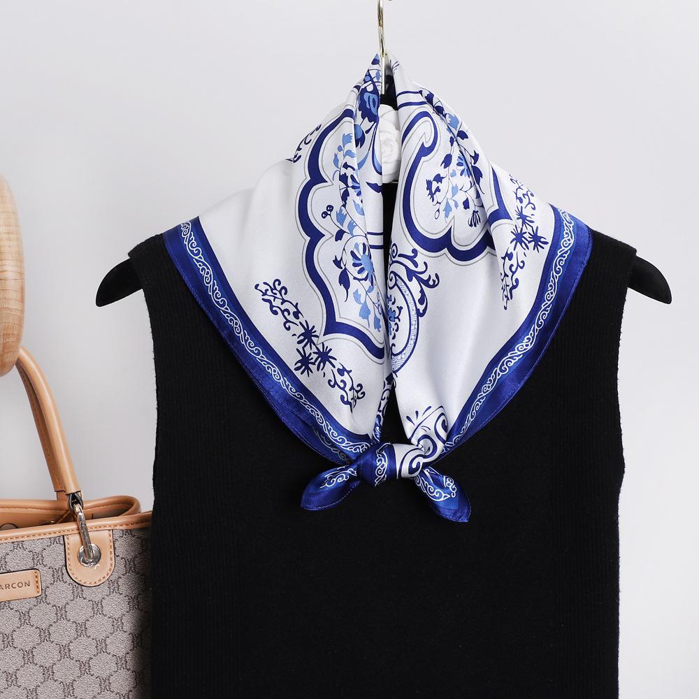 Spring And Summer Satin Long Scarf For Women Sunscreen Shawl Fashionable Beauty Scene Satin Long Scarf Versatile Travel Scarf