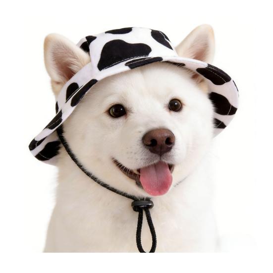 Pet Hiking Hat Dog Sun with Ear Holes, Wide Brim Protection Hat, Adjustable Cooling Drawstring for Small And Medium Dogs Outdoor Walking
