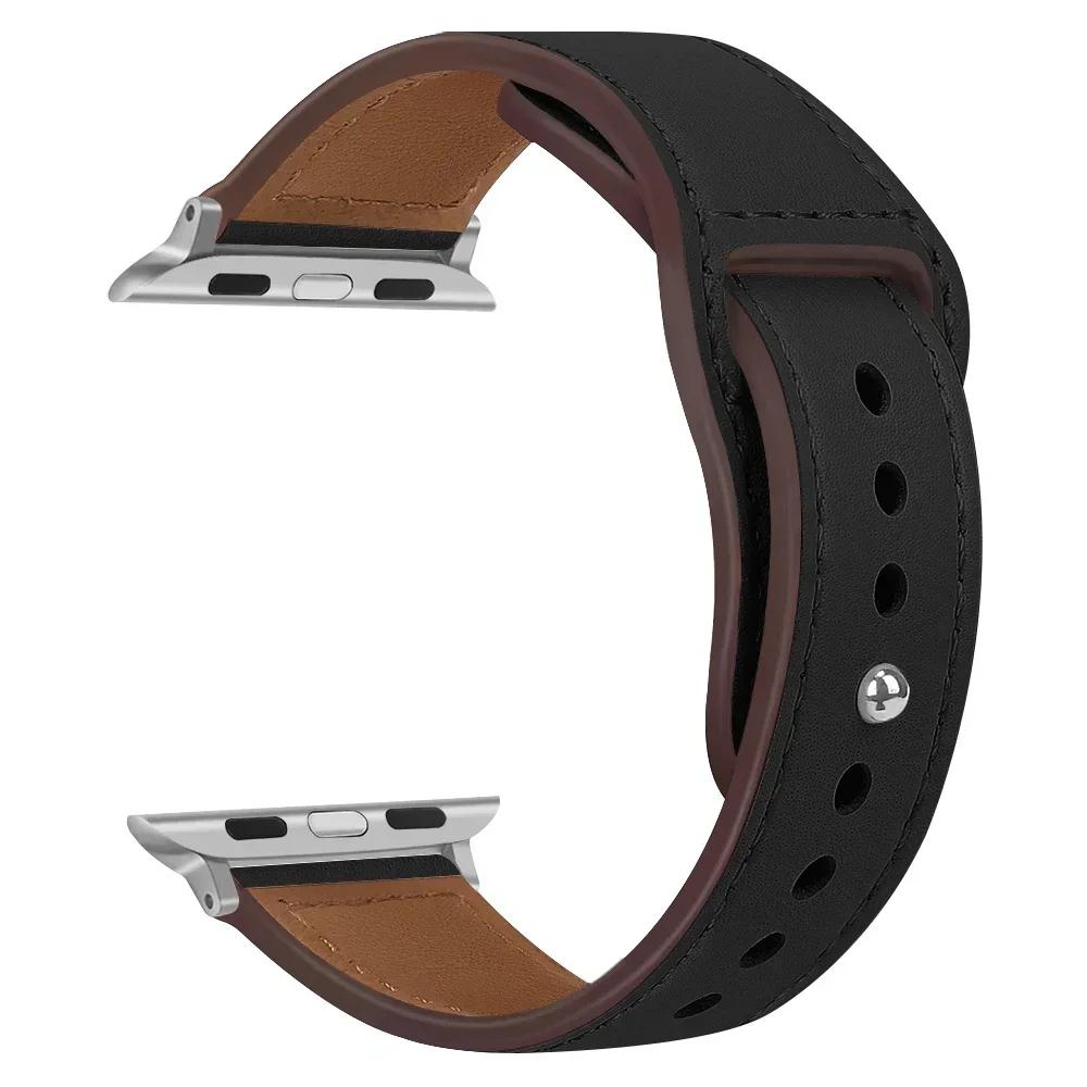 Кожаный ремешок для Apple, ремешок для часов 44 мм, 45 мм, 41 мм, 40 мм, 49 мм, 42 мм, 38 мм, 45, 44 мм, браслет Correa iWatch series 3, 4, 6 SE, 7, 8, ультра