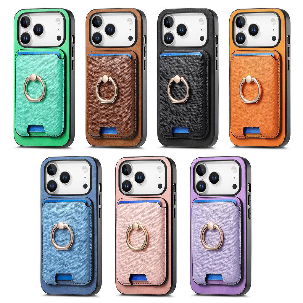 2 в 1 Съемный слот для карт Кожаный кошелек-чехол Для iPhone 17 Pro Max 16 Plus 15 14 13 12 11 17air 16E SE4 Магнитное кольцо-держатель