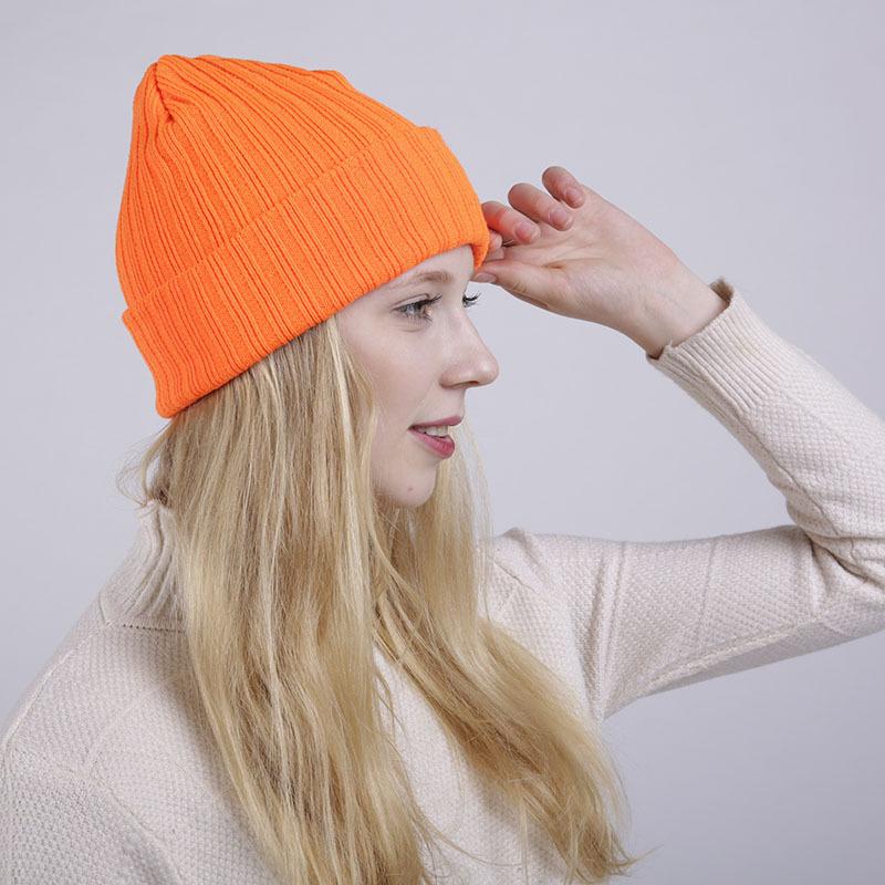 Женская осенне-зимняя однотонная прямая полоса, скрученная двухслойная теплая вязаная шерстяная шапка