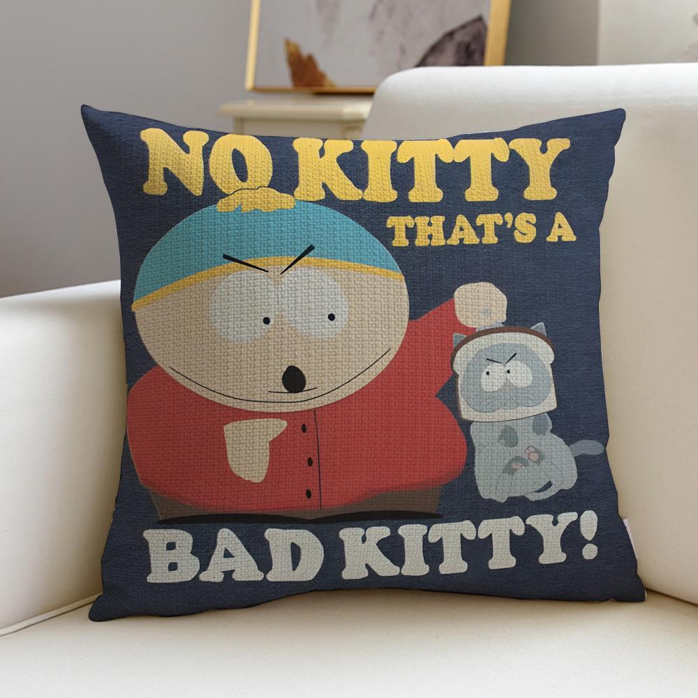 Satirical SSouth ParkS Cushion Cover Breathable and skinfriendly linen pillowcase square removable and washable cushion