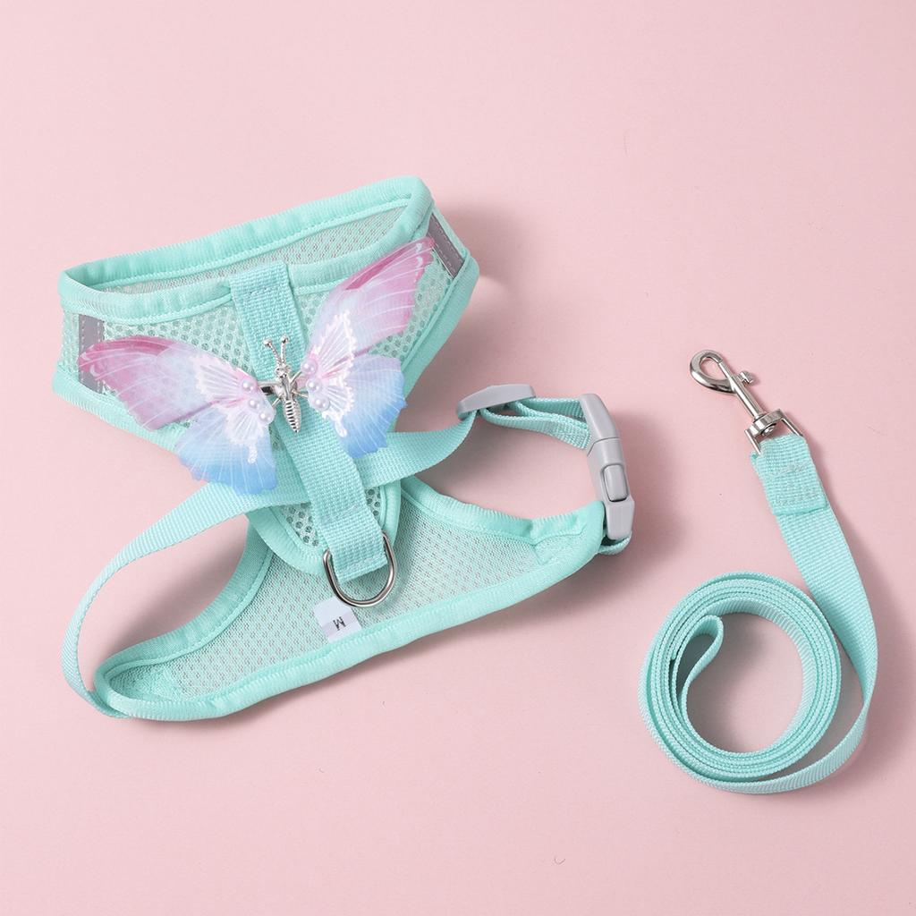 Butterfly Dog Harness and Leash Sets for Small Dog Leash Breathable Cat Harness and Leash Sets Outwalking Dog Strap Pet Harness