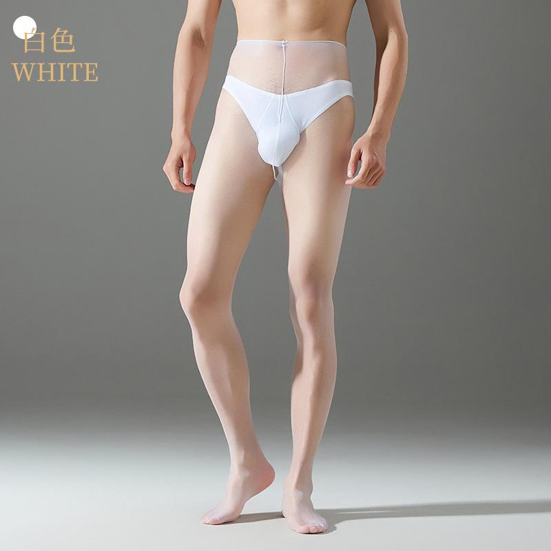 Ультратонкие Мужские Чулки Сексуальные Прозрачные Аврора Масляные Блестящие Без Пояса На Одной Линии Промежности Колготки Эротический Чехол для Пениса Мешочек