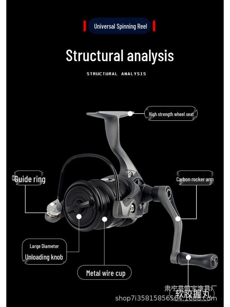 Screw-in Carbon Rocker Arm Gapless Spinning Reel Fishing Rod with Lure and Anchor Reels