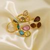 CARLIDANA Модные Ювелирные Изделия Открытые Кольца Покрытие 18K Золотом Нержавеющая Сталь Простое Многоцветное Хрустальное Кольцо Для Женщин Ювелирные Изделия