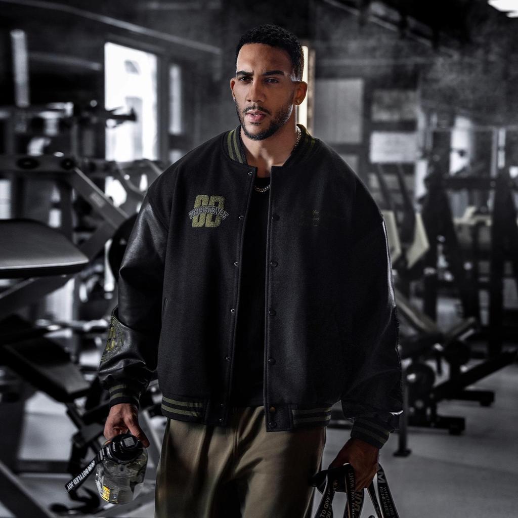 Men's Retro American Letter Embroidery Baseball Jacket - Casual Loose Fit for Spring and Autumn