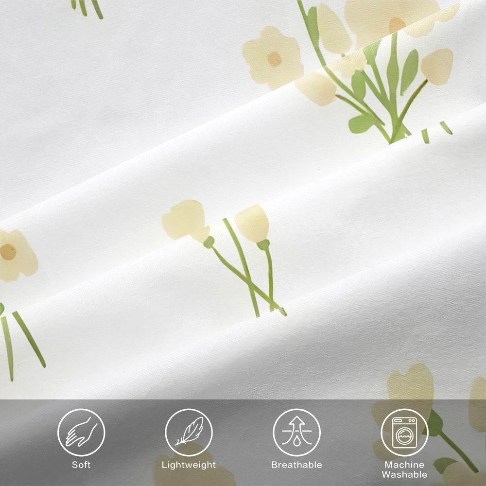 Cream Floral Bow Digital Print Fitted Sheet Set Bed Sheet Set Bedding Set No Fillers Cottage Teen Room Home Decor