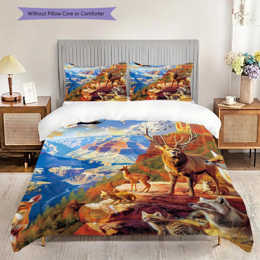 Wildlife Pattern Bedding Quilt Set Quilt Cover Pillowcase Home Decoration Birthday Gift (1 * duvet cover + 2 * pillowcase, without core)
