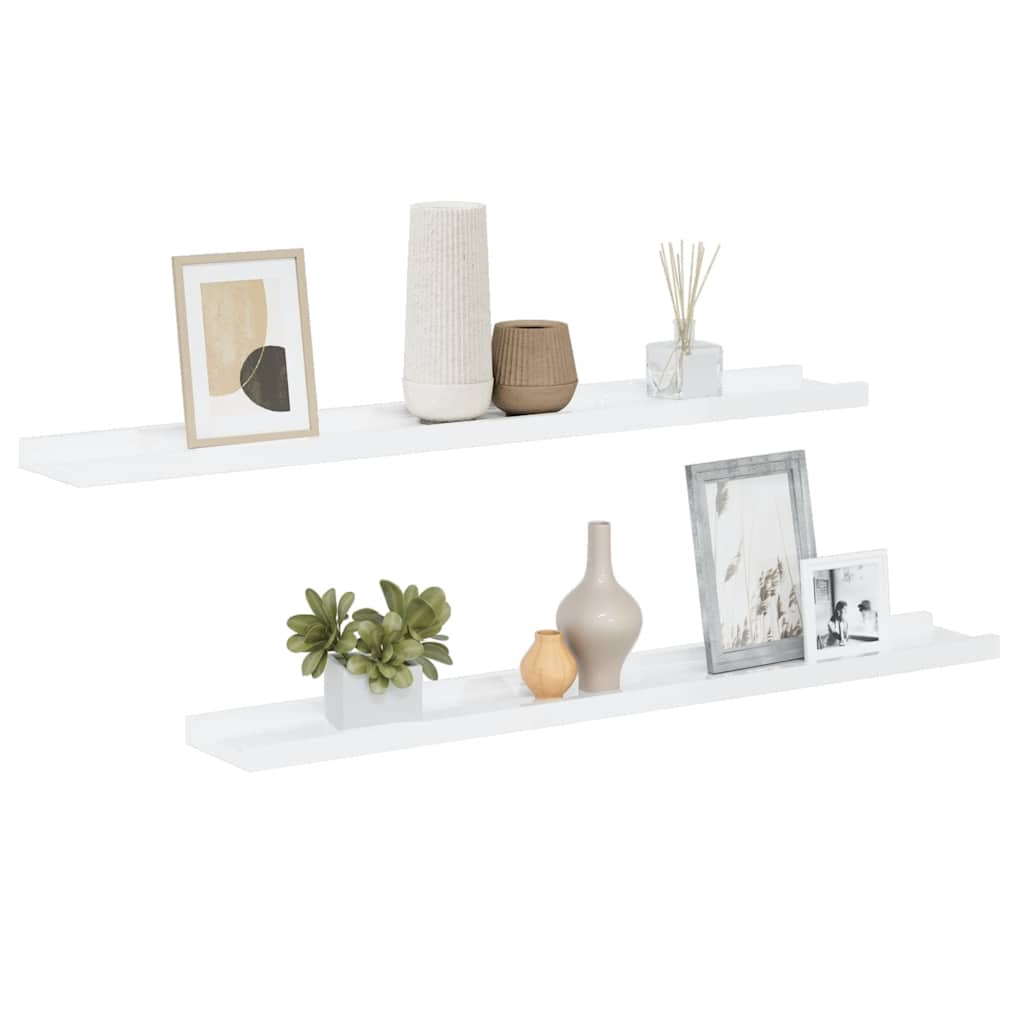 Wall Shelves 2 pcs High Gloss White 80 x 9 x 3 cm
