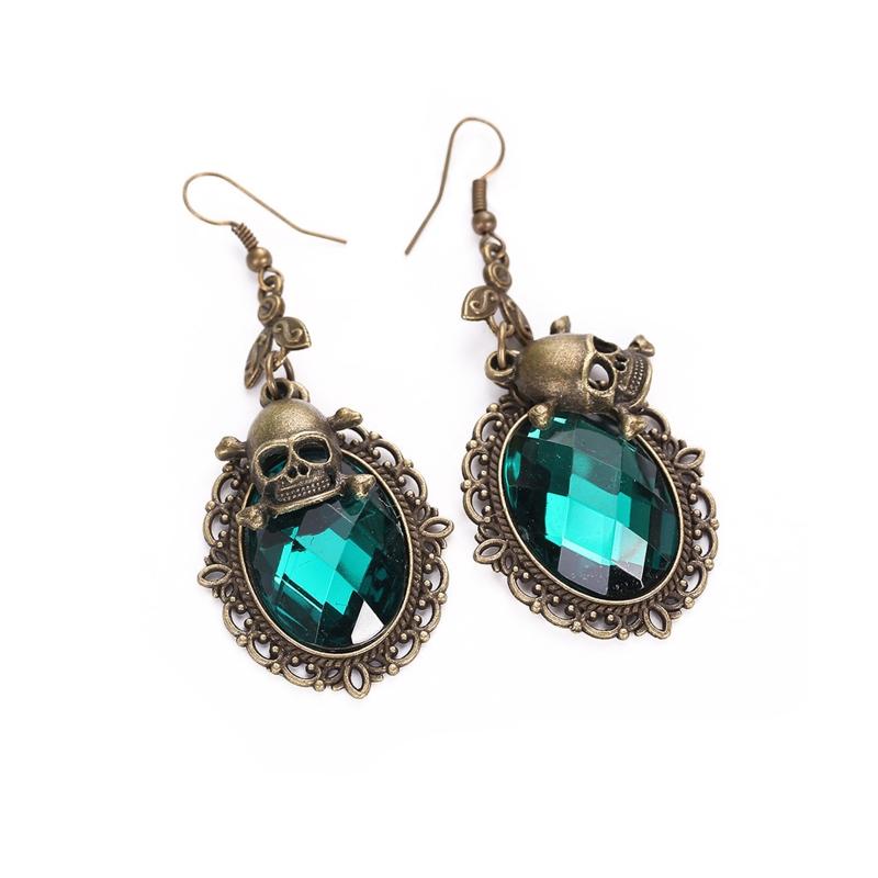 Винтажные Хрустальные Серьги со Стразами для Вечеринки Череп для Головы Висячие Серьги Хэллоуин Панк Украшения для Женщин Девушек Му